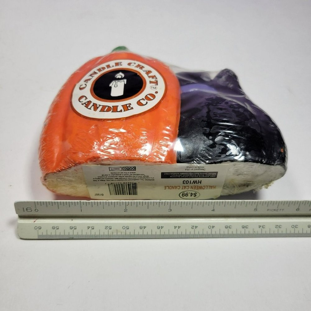 Vintage Halloween Black Cat & Pumpkin Glow in Dark Candle 1997 Loomco NEW 6x5" - Picture 5 of 5